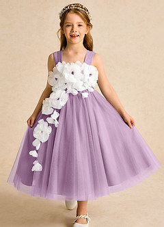 Azazie Dovey Flower Girl Dresses Wisteria Ball-Gown Bow Tulle Dress image1