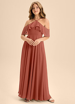 Azazie Tessabelle Junior Vestido de Arcilla de Gasa de Corte En A con Vestidos sin tirantes image3