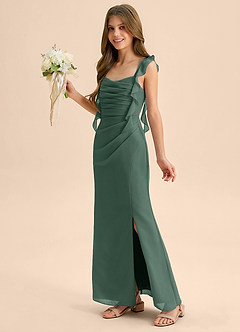 Azazie Jessamine Junior Sea Moss Mermaid Sweetheart Neckline Chiffon Dress image6