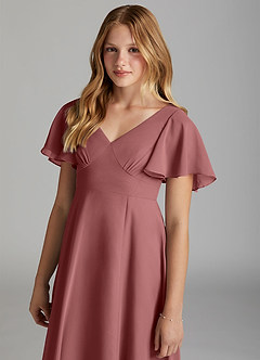 Azazie Kimber Junior Amethyst A-Line Pleated Chiffon Dress image6