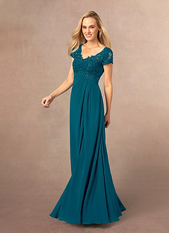 Azazie Jetta Mère de la mariée Robes Robe Trapèze en Mousseline de soie Paillettes Bleu Encre image2