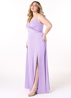 Azazie Dalilah Bridesmaid Dresses Lilac A-Line V-Neck Pleated Stretch Satin Dress image8