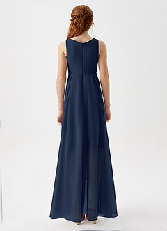 Azazie Lizette Junior Dark Navy A-Line Pleated Chiffon Dress image6