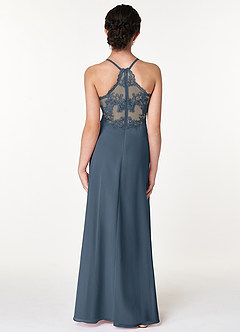 Azazie Rossi A-Line Lace Chiffon Floor-Length Junior Bridesmaid Dress image2