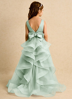 Azazie Lior Flower Girl Dresses Agave Ball-Gown Pleated Tulle Dress image7