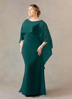 Azazie Dion Mother of the Bride Dresses Peacock Sheath Scoop Stretch Crepe Dress image10