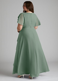 Azazie Aaliyah Modest Bridesmaid Dresses A-Line Scoop Pleated Chiffon Floor-Length Dress image9