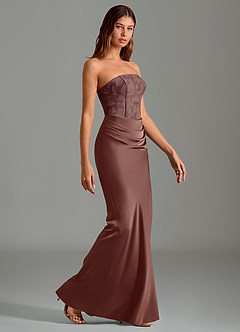 Azazie Emilia Abiti da Damigella Abito Sirena in Raso Elasticizzato Senza Cinturino Espresso image3