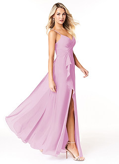 Azazie Emerald Bridesmaid Dresses Candy Pink A-Line Ruffled Chiffon Dress image2