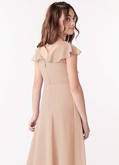 Azazie Posie Junior A-Linie Gestreift Chiffon Kleid Englisches Rosa image6