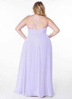 Azazie Naeem Brautjungfernkleider A-Linie V-Hals Rüsche Chiffon Kleid Flieder image8