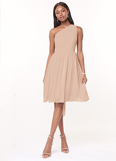 Azazie Katrina Jurken voor bruidsmeisjes Jurk van Chiffon met A-Lijn One-Shoulder Engelse Roos image1