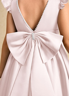 Azazie Dumpling Blumenmädchenkleider A-Linie Schleifen Matte Satin Kleid Zartrosa image6