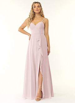 Azazie Naeem Bridesmaid Dresses Blushing Pink A-Line V-Neck Ruffle Chiffon Dress image1