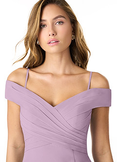 Azazie Lecia Bridesmaid Dresses Wisteria Empire Off-The-Shoulder Pleated Chiffon Convertible Dress image2