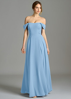 Azazie Oasis Brudtärnklänningar Klä av A-Linje i Chiffong med fickor Puderblå image5