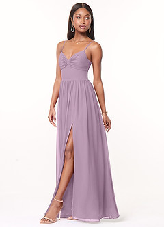 Azazie Zeya Bridesmaid Dresses Wisteria A-Line V-Neck Pleated Chiffon Dress image4