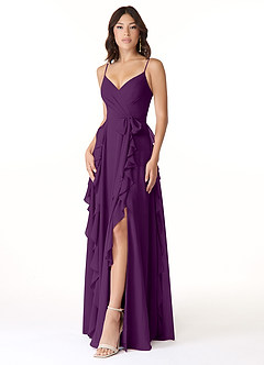 Azazie Peyton Bridesmaid Dresses Grape A-Line Ruched Chiffon Dress image1
