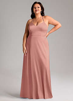 Azazie Mei Bridesmaid Dresses Rosette A-Line V-Neck Stretch Satin Dress image7