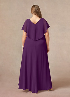 Azazie Eliza Mother of the Bride Dresses Grape A-Line V-Neck Pleated Chiffon Dress image7
