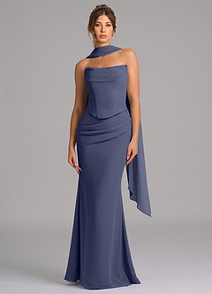 Azazie Sorrel Bridesmaid Dresses Stormy Mermaid Corset Chiffon Dress image4