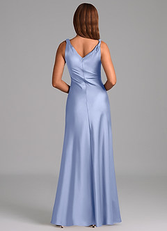 Azazie Nerine Bridesmaid Dresses Ice A-Line Pleated Stretch Satin Dress image5