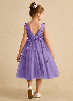 Azazie Lana Flower Girl Dresses Tahiti A-Line Sleeveless Matte Satin Dress image2