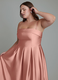 Azazie Lucienne Vestidos de damas de honor Vestido Rosetón de Satén Elástico de Línea A Convertible con Palabra de honor image14