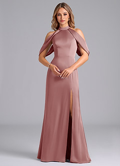 Azazie Bonny Bridesmaid Dresses Dusty Rose Mermaid Off the Shoulder Stretch Satin Dress image4