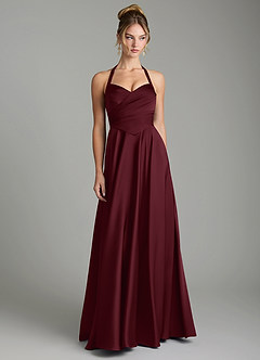 Azazie Tenaya Brautjungfernkleider Eine Linie Herzausschnitt Stretch-Satin Kleid Cabernetrot image4