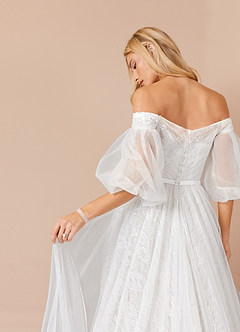 Azazie Vendela Wedding Dresses Diamond White Ball-Gown Sequins Tulle Dress image6