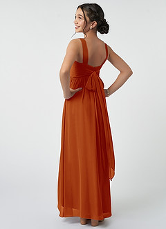 Azazie Kora Junior Paprika A-Line Pleated Chiffon Dress image4
