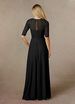 Azazie Raelyn Mother of the Bride Dresses Black A-Line Lace Mesh Dress image2
