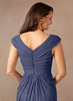 Azazie Lisolette Mother of the Bride Dresses Stormy Sheath Pleated Mesh Dress image8
