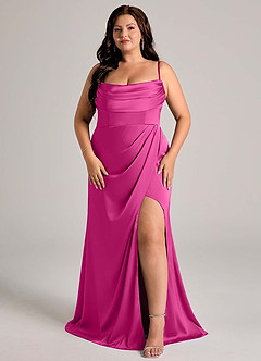 Azazie Johana Vestidos de damas de honor Vestido de Fucsia de Satén Elástico de Corte Sirena Convertible con Vestidos sin tirantes image15