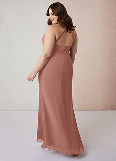 Azazie Becca Bridesmaid Dresses Cedar Rose Sheath V-Neck Chiffon Dress image10