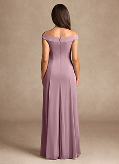 Azazie Ewa Mother of the Bride Dresses Dusty Rose A-Line Off the Shoulder Mesh Dress image3