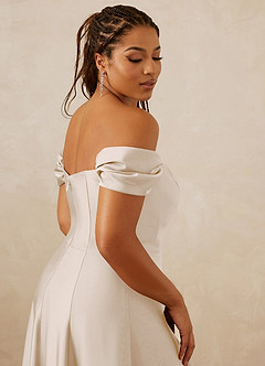 Christian Siriano Bridal for Azazie 1002 Bridesmaid Dresses White Alabaster A-Line Off the Shoulder Stretch Satin Convertible Dress image10