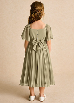 Azazie Gisele Flower Girl Dresses Moss Green A-Line Pleated Chiffon Dress image6