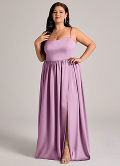 Azazie Calianna Bridesmaid Dresses Wisteria A-Line Off the Shoulder Stretch Satin Convertible Dress image9