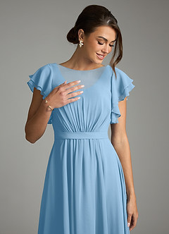 Azazie Daphne Modest Bridesmaid Dresses A-Line Ruffled Chiffon Floor-Length Dress image5