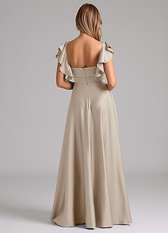 Azazie Leilani Bridesmaid Dresses Frost A-Line Ruched Stretch Satin Dress image2