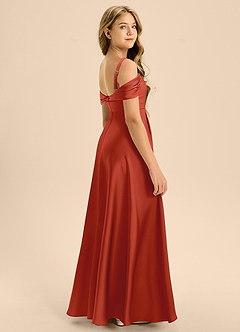 Azazie Rowena Junior Vestido de Óxido de Satén Elástico de Corte en A con Lazo image2