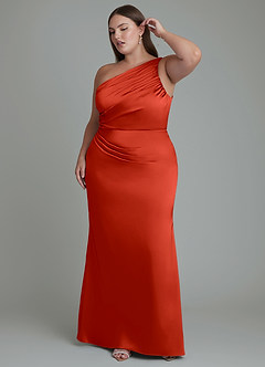 Azazie Akilah Brudtärnklänningar Klänning av Sjöjungfru i Stretch Satin One-shoulder Rost image10