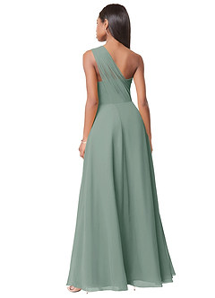 Azazie Ashley Bridesmaid Dresses Silver Sage A-Line Ruched Chiffon Dress image4