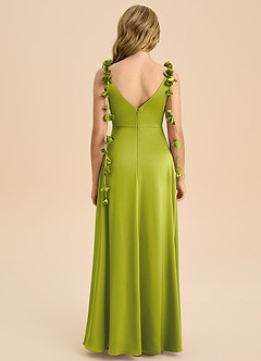 Azazie Gumdrop Junior Lemongrass Empire Pleated Stretch Satin Dress image7
