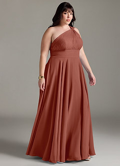 Azazie Charlize Bridesmaid Dresses Auburn A-Line One Shoulder Chiffon Dress image10