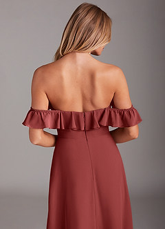 Azazie Lyra Bridesmaid Dresses Terracotta A-Line Chiffon Convertible Dress image8
