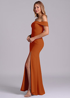 Azazie Luciana Robes de demoiselle d'honneur Robe Fourreau Convertible en Mousseline de soie Épaule décolletée Paprika image4