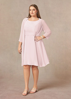 Azazie Shirley Mother of the Bride Dresses Blushing Pink A-Line Scoop Pleated Chiffon Dress image10